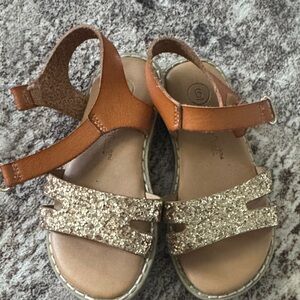 Cat & Jack Brown and Gold Glitter Kids Sandals